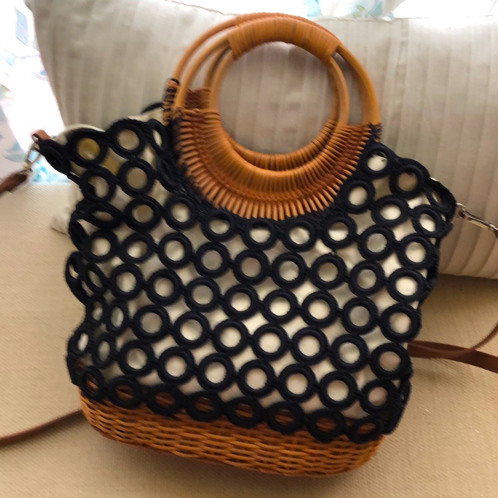 INC international Concepts raffia and crochet bag